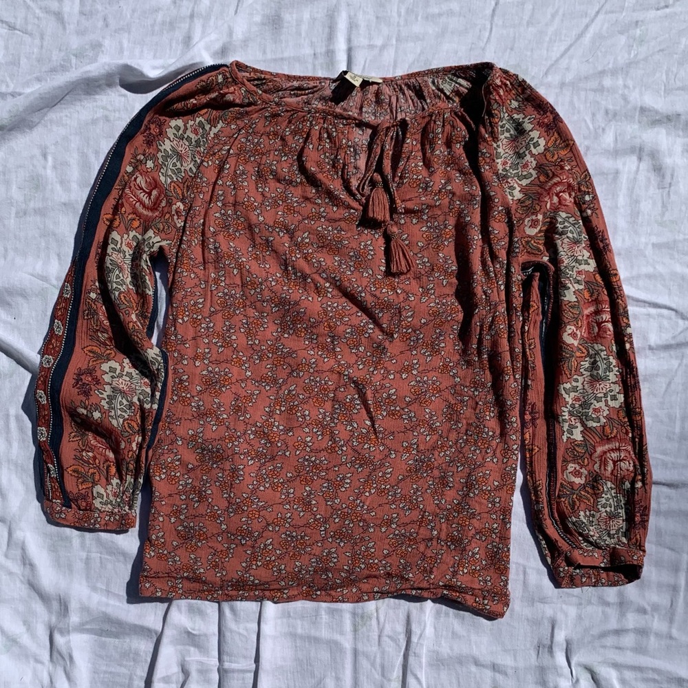 Floral print lucky brand peasant shirt